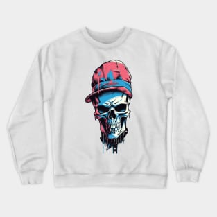 Goth meets vintage Loving this retro skull on spruce blue Crewneck Sweatshirt